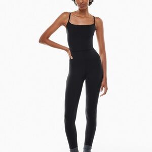 Aritzia Divinity Black Jumpsuit with Spaghetti Straps and Square Neckline